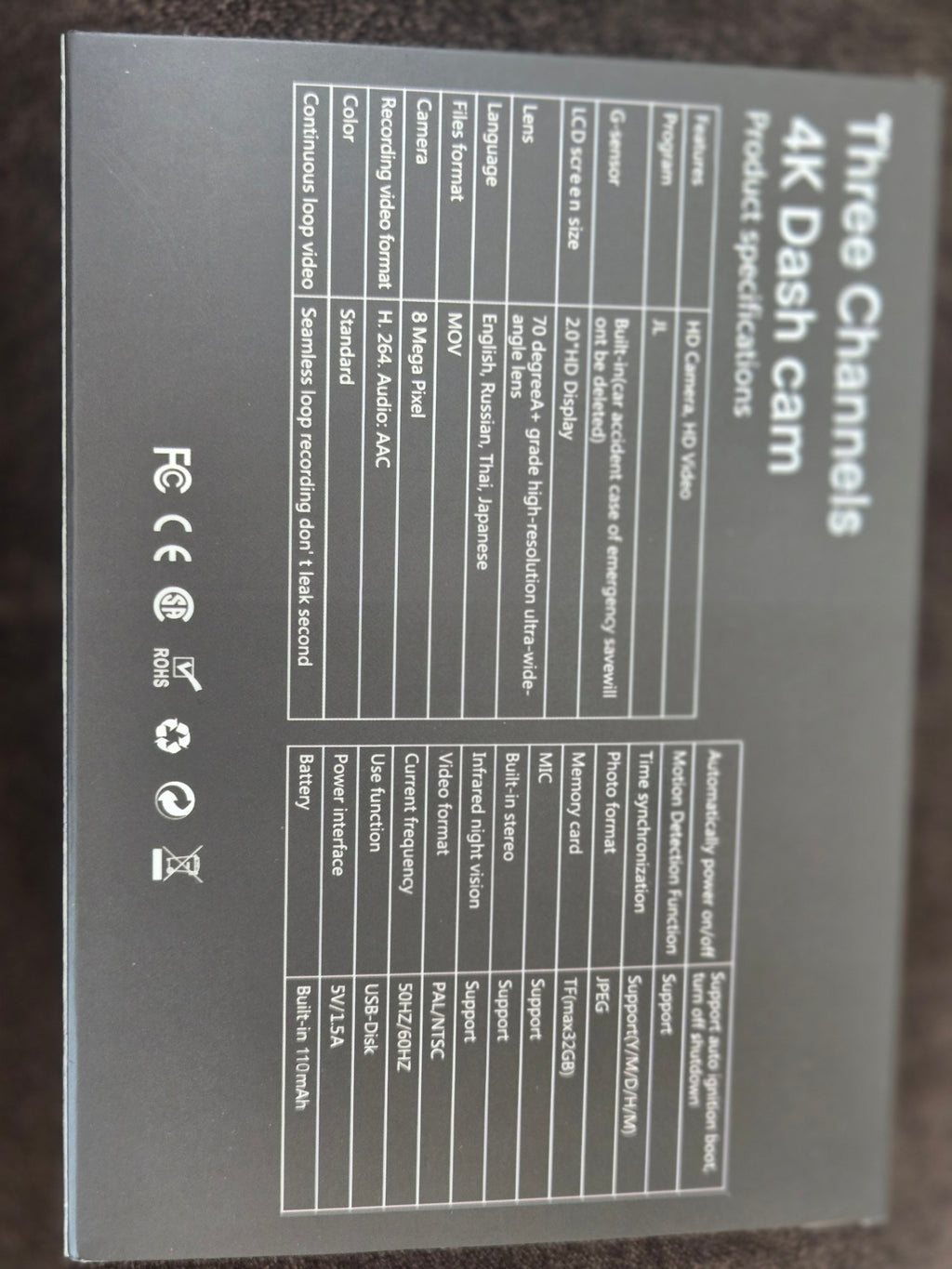 3 channels 4k dash cam