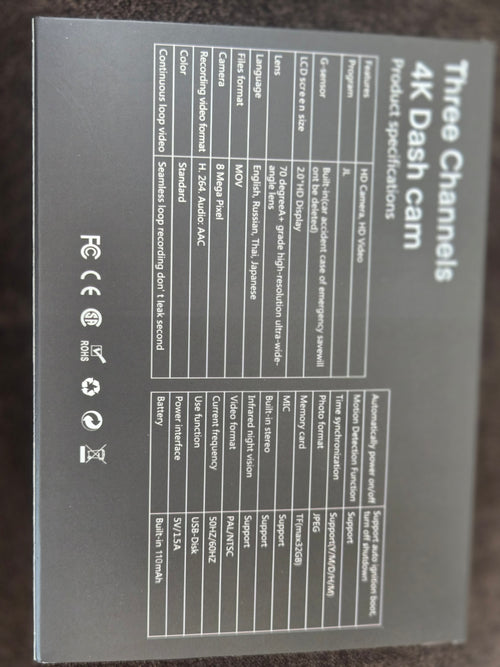 3 channels 4k dash cam