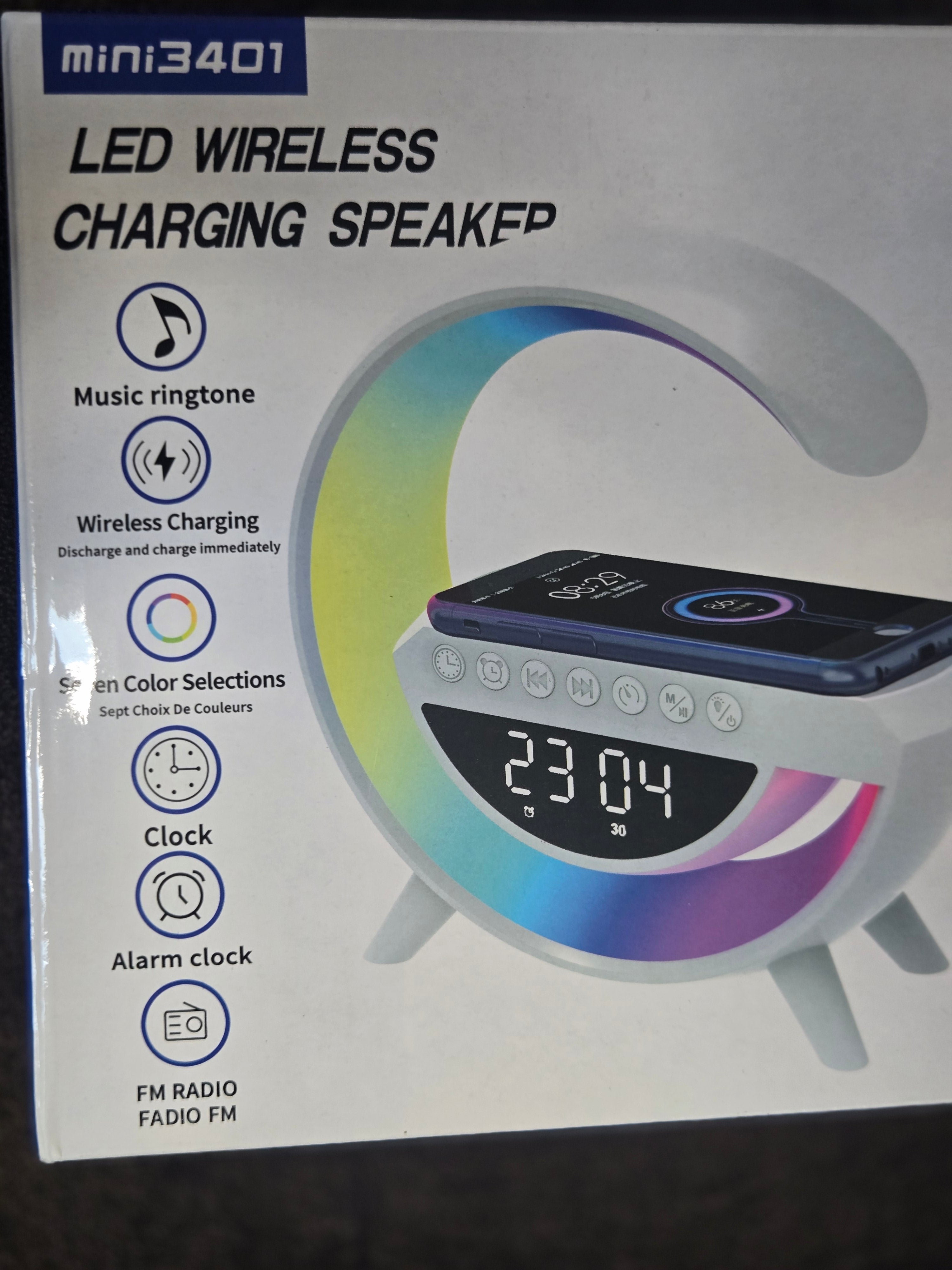 Led wireless charging speaker