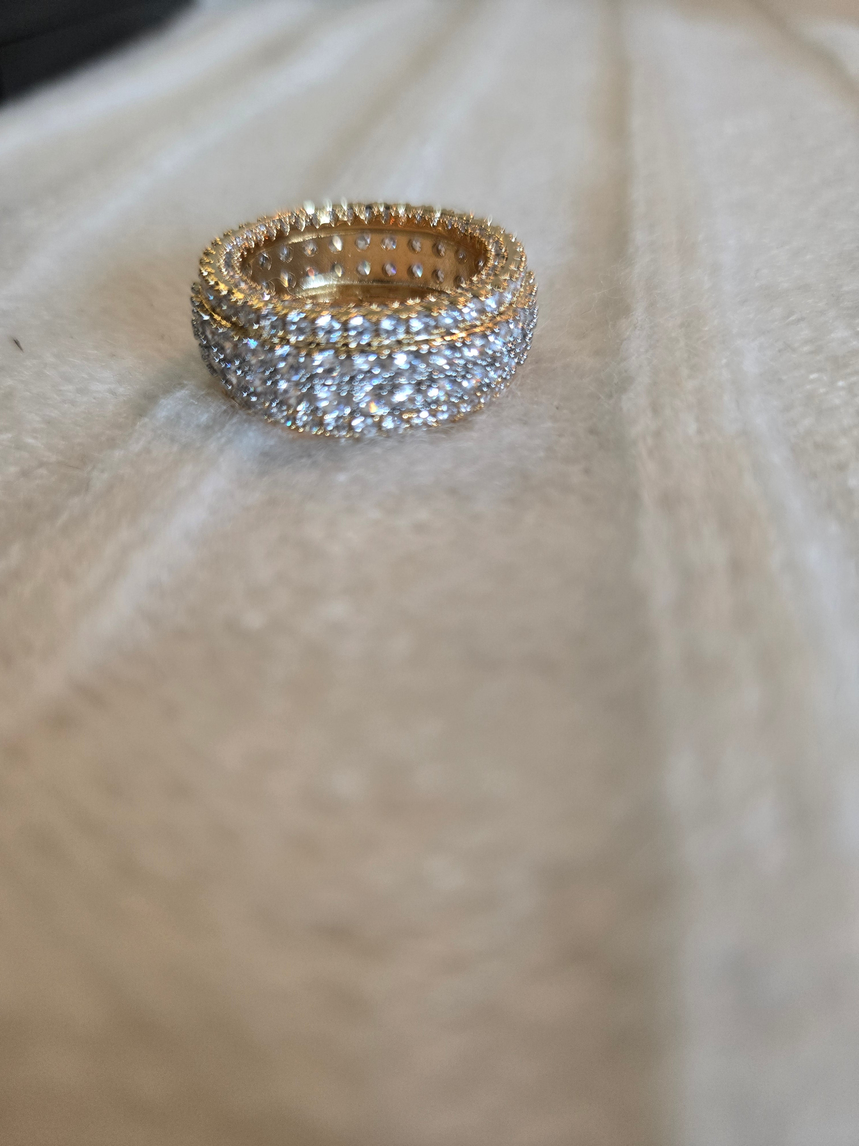 Gold bonded with white saphire ring