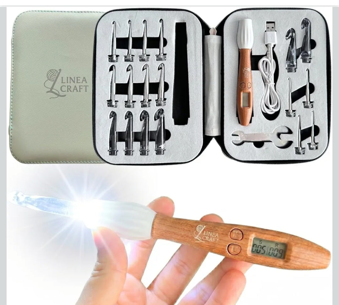 Counting crochet hook set with light & counter